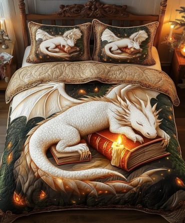 Cuddling Dragon 3-Piece Quilted Bedding Set