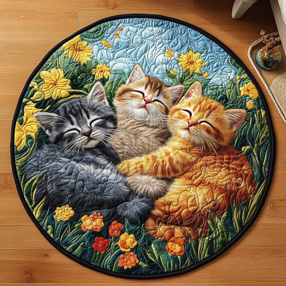 Cuddly Kitten Quilted Round Mat