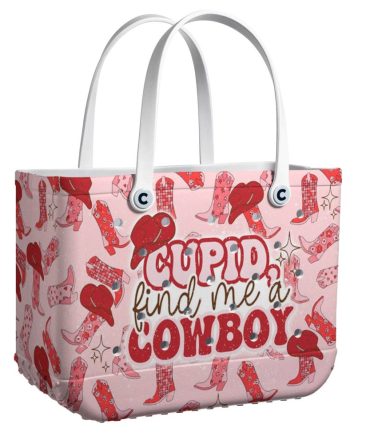 Bucket Tote Bag, Limited Edition Bogg Bag, Beach Bag Cupid Find Me A Cowboy