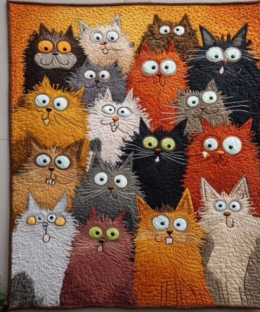 Curious Whiskers Quilted Blanket