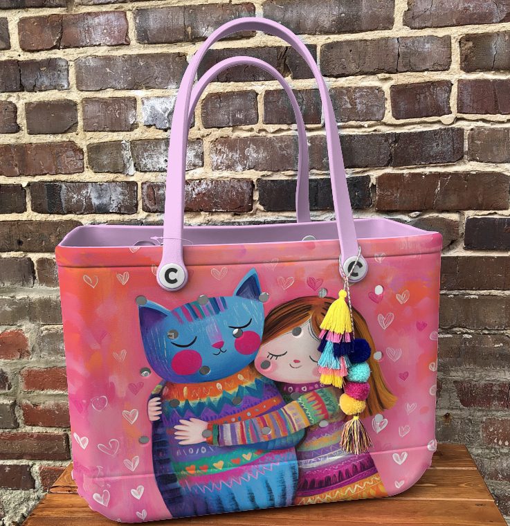 Bucket Tote Bag, Limited Edition Bogg Bag, Beach Bag Vibrant Friendship - Image 5