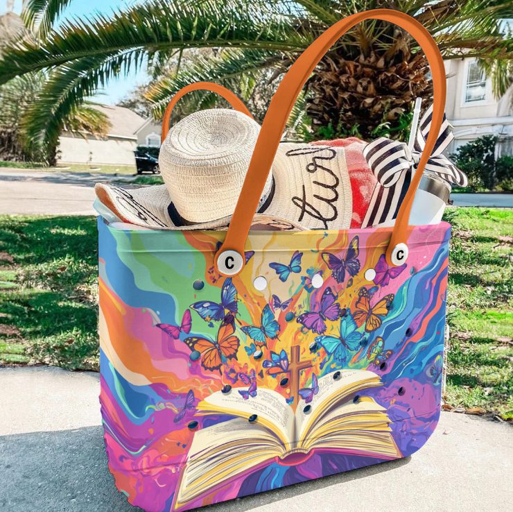 Bucket Tote Bag, Limited Edition Bogg Bag, Beach Bag Magic Pages - Image 4