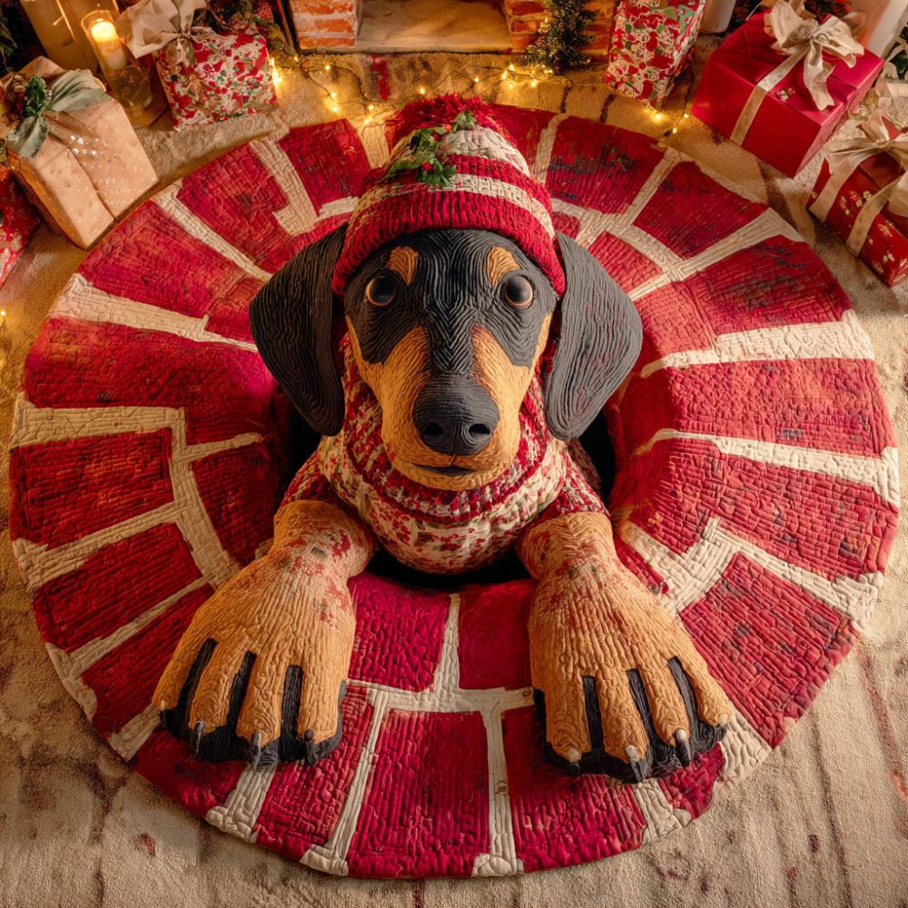 Dachshund Cheer Quilted Round Mat