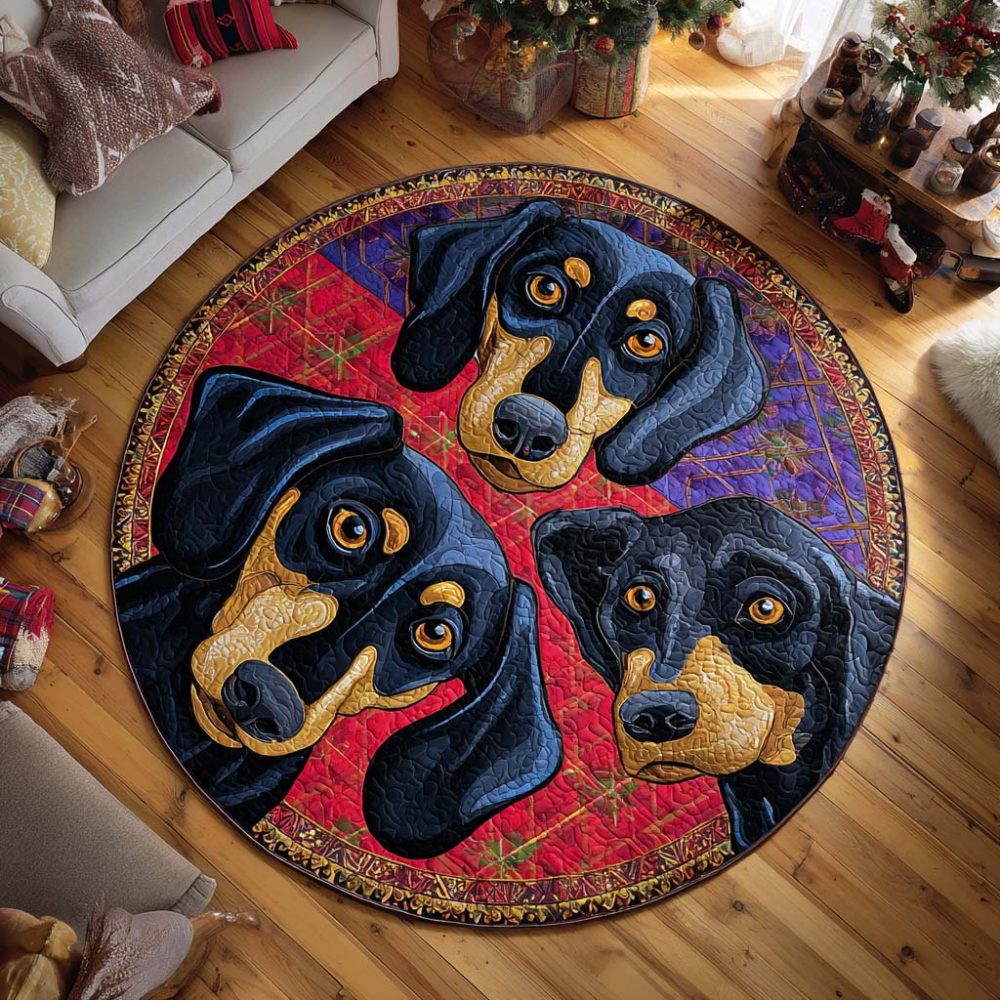 Dachshund Cozy Trio Quilted Round Mat
