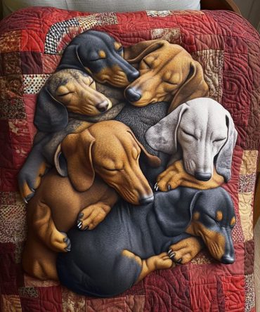 Dachshund Delight Quilted Blanket