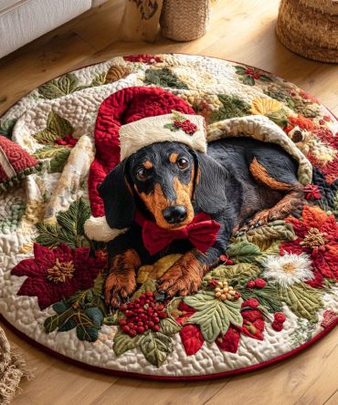 Dachshund Frost Quilted Round Mat