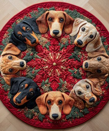 Dachshund Holiday Quilted Round Mat