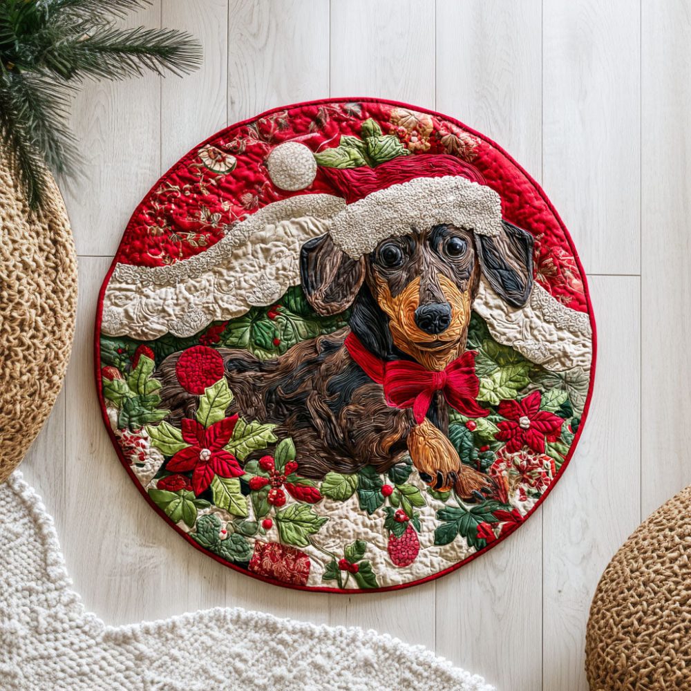 Dachshund Joyful Quilted Round Mat