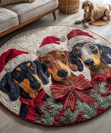 Dachshund Noel Quilted Round Mat