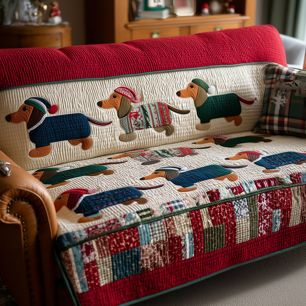 Dachshund Pajama Jam Quilted Sofa Cover