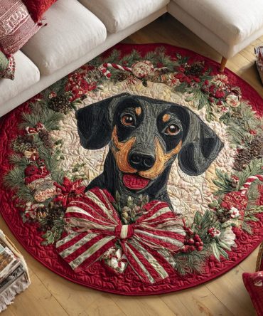 Dachshund Sausage Dog Quilted Round Mat