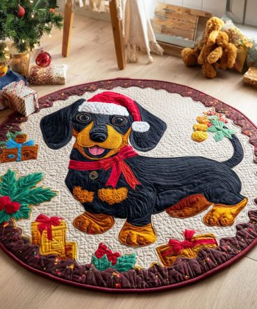 Dachshund Wonderland Quilted Round Mat
