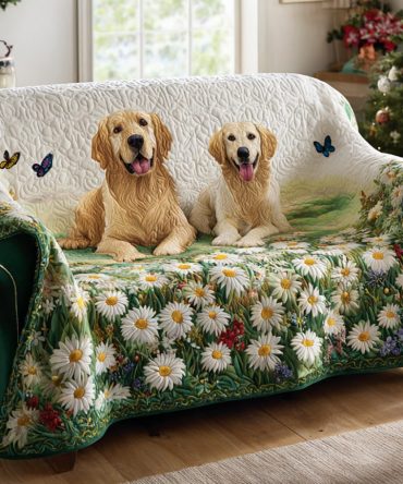 Daisy Golden Retriever Quilted Sofa Cover