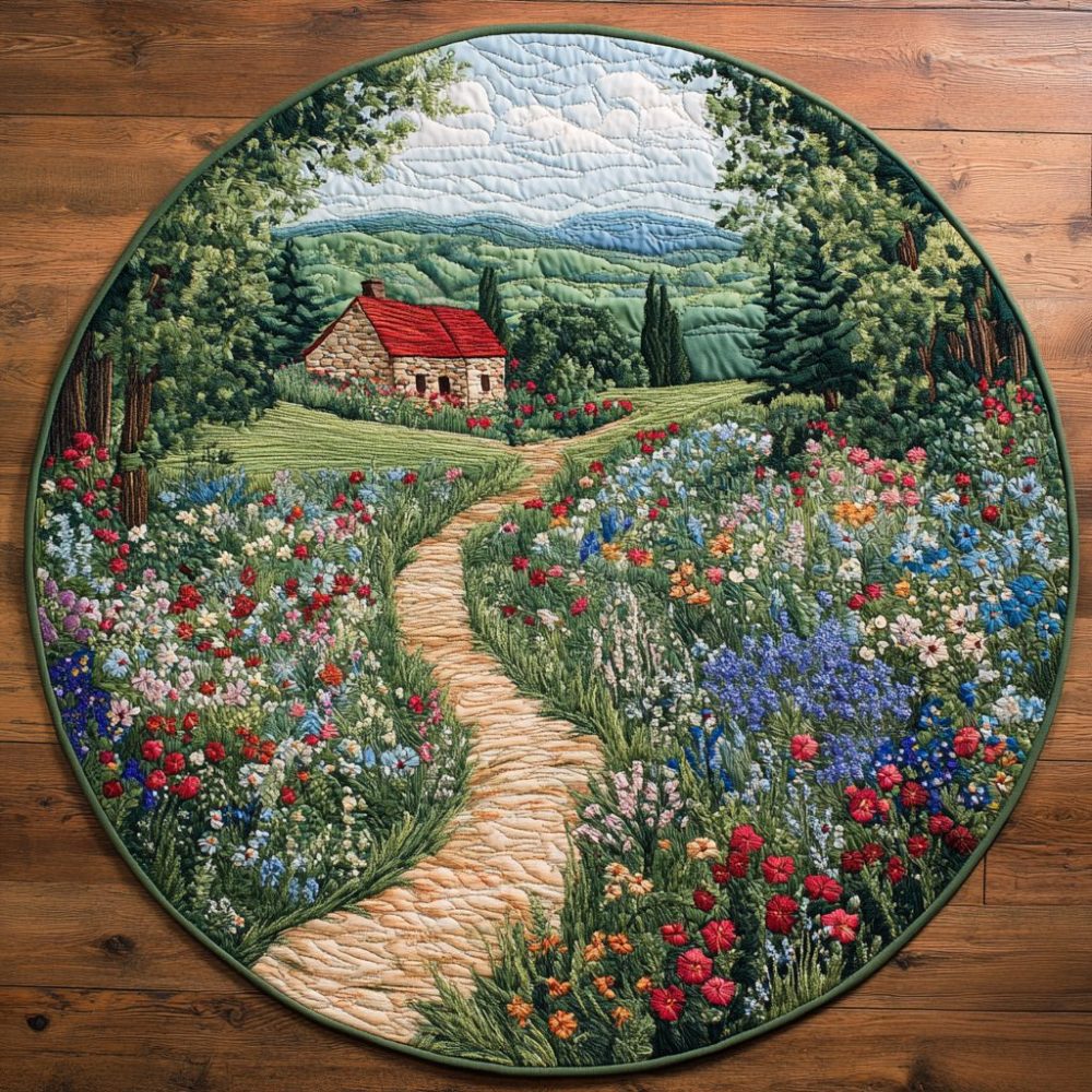 Daisy Road Quilted Round Mat