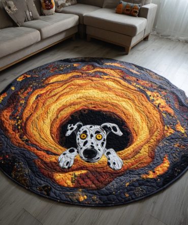 Dalmatian Fire Pit Quilted Round Mat
