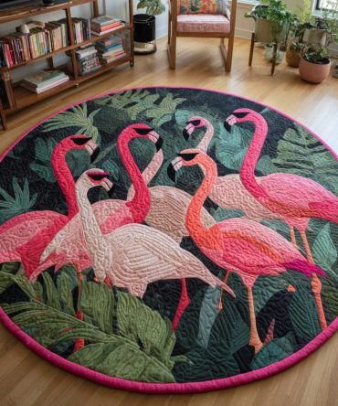 Dapper Flamingo Crew Quilted Round Mat