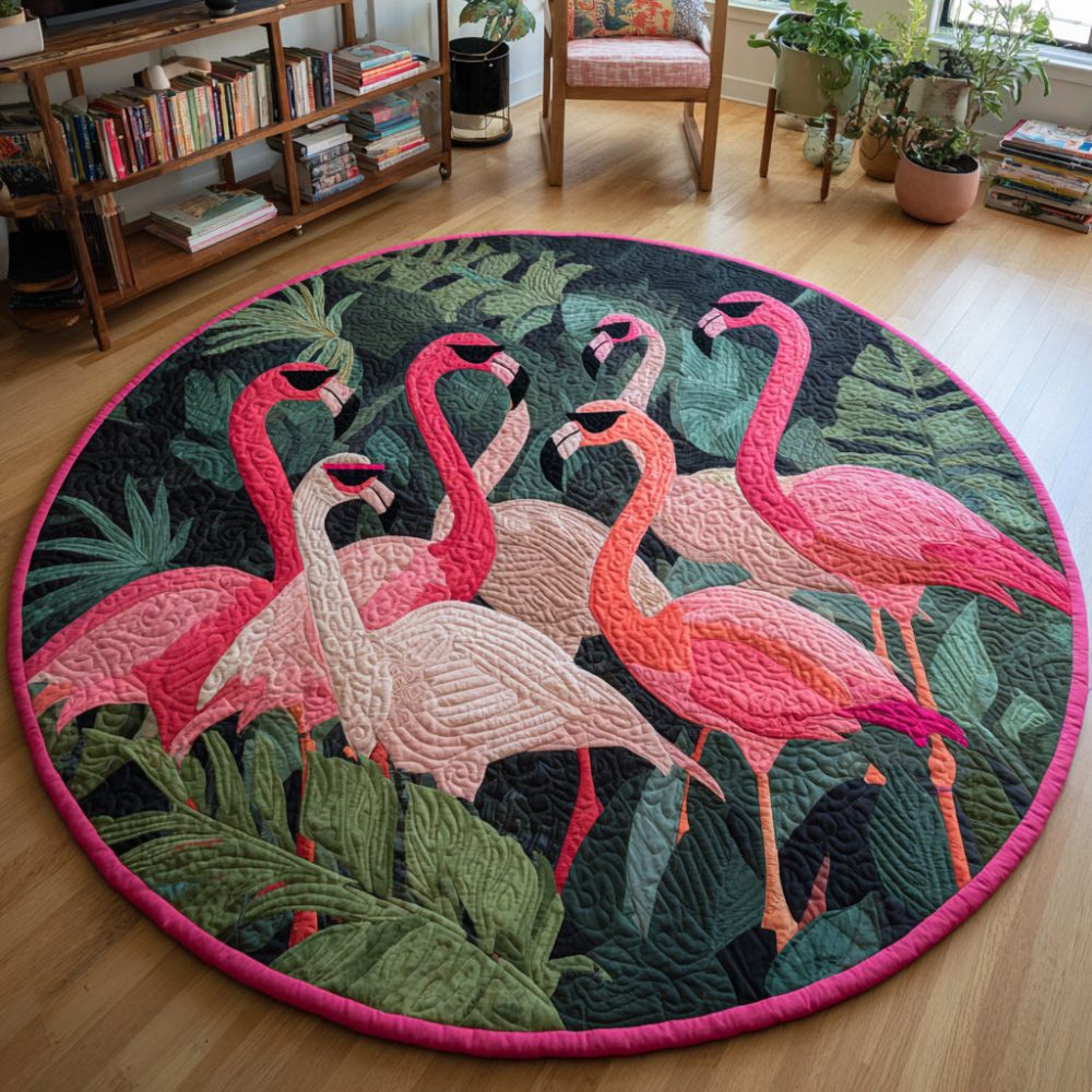 Dapper Flamingo Crew Quilted Round Mat