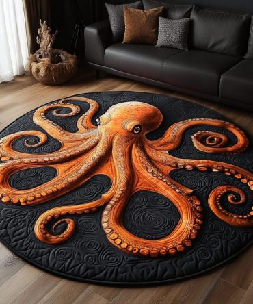 Dark Water Phantom Quilted Round Mat