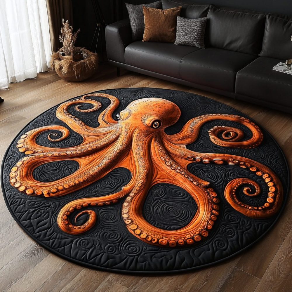 Dark Water Phantom Quilted Round Mat