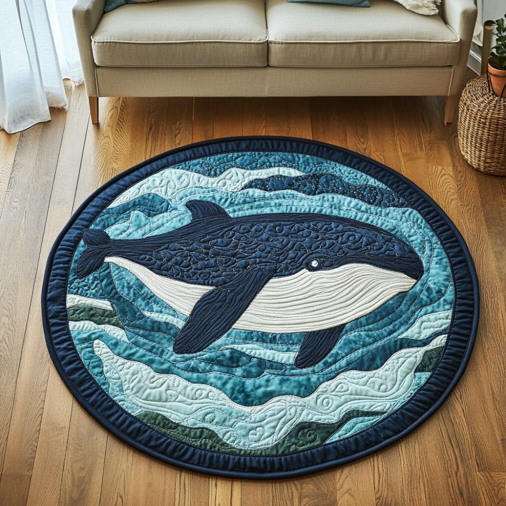 Deep Blue Majesty Quilted Round Mat