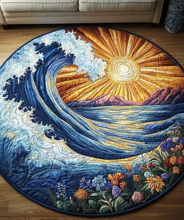 Deep Current Quilted Round Mat