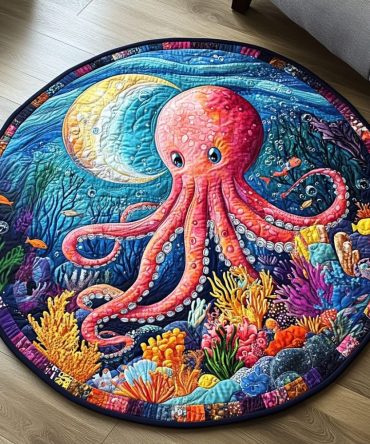 Deep Sea Whispers Quilted Round Mat