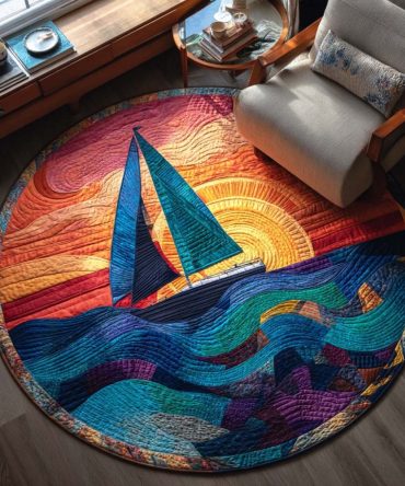 Deep Tide Quilted Round Mat