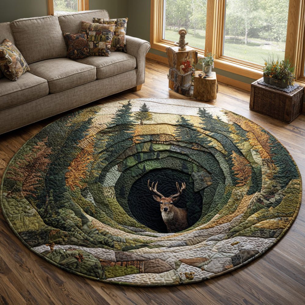 Deer Majesty Quilted Round Mat