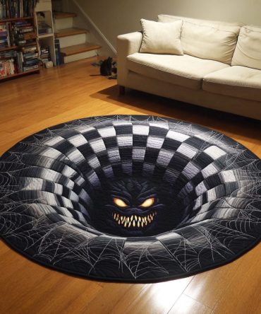 Demon Lurks Deep Quilted Round Mat