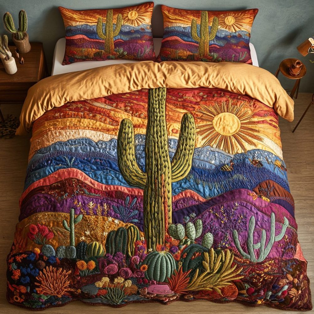 Desert Bloom 3-Piece Quilted Bedding Set