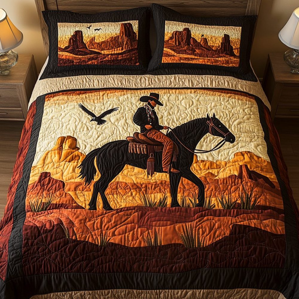 Desert Cowboy 3-Piece Quilted Bedding Set