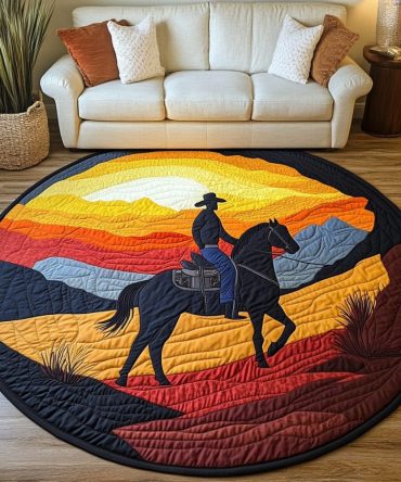 Desert Cowboy Quilted Round Mat