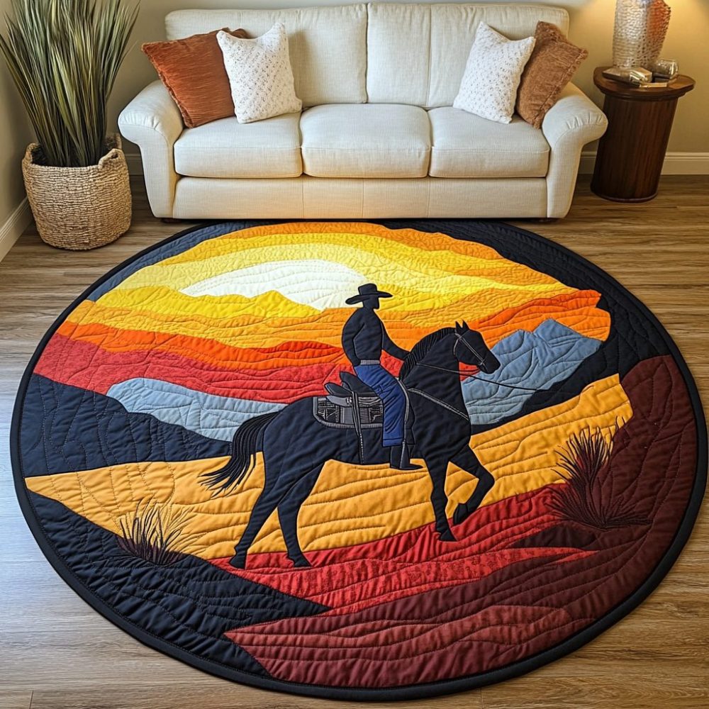 Desert Cowboy Quilted Round Mat