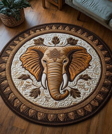 Desert Elephant Quilted Round Mat