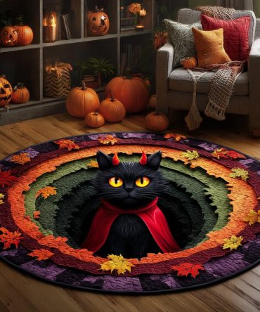 Devil Whiskers Quilted Round Mat