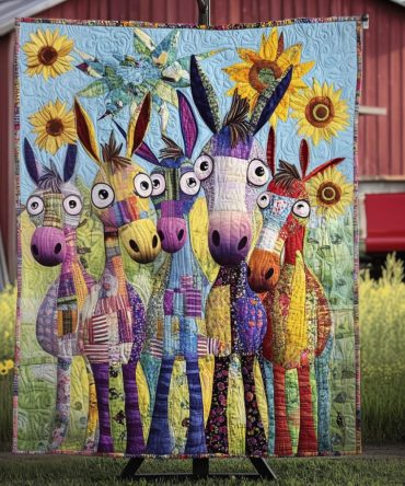 Donkey Mischief Quilted Blanket