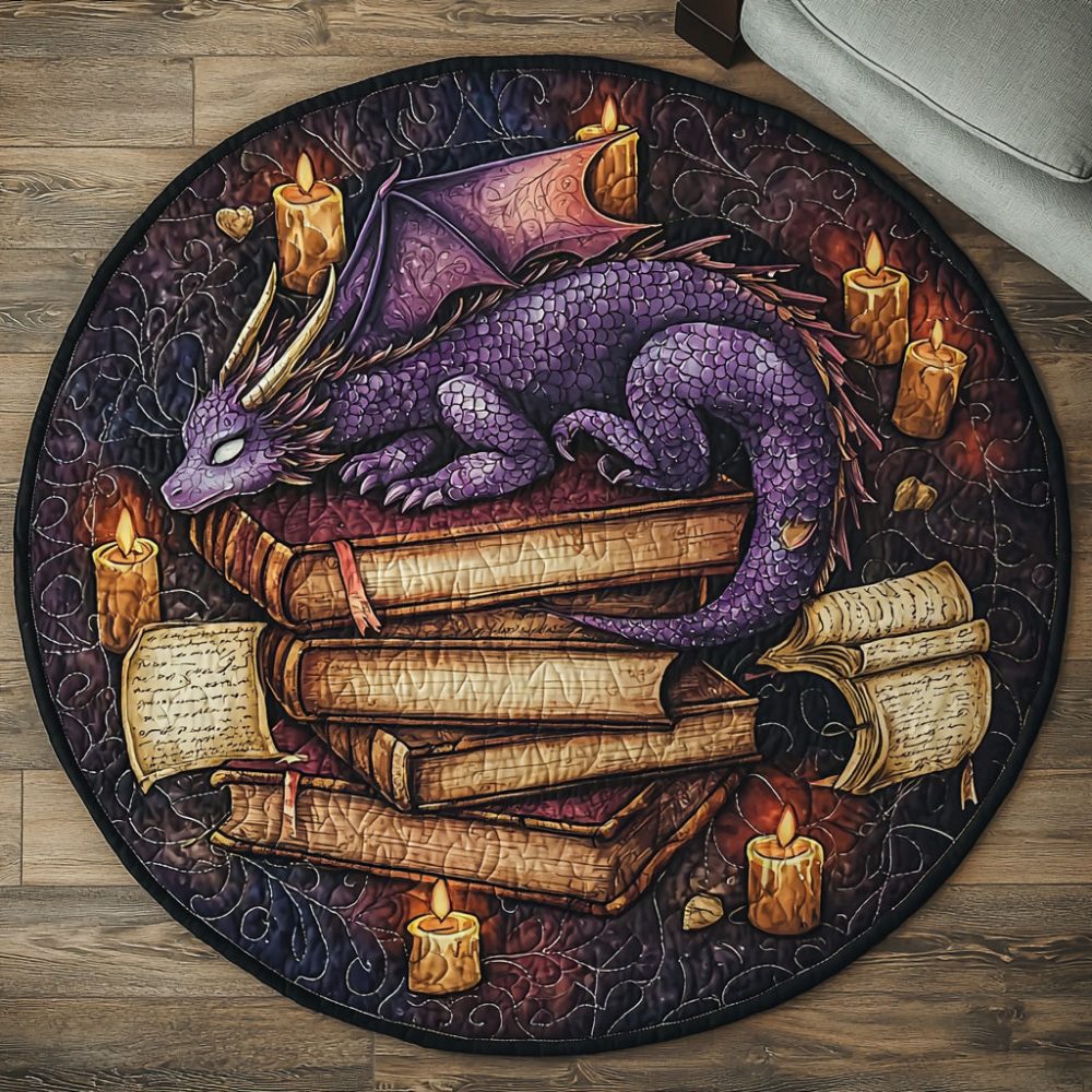 Dragon Book Quilted Round Mat
