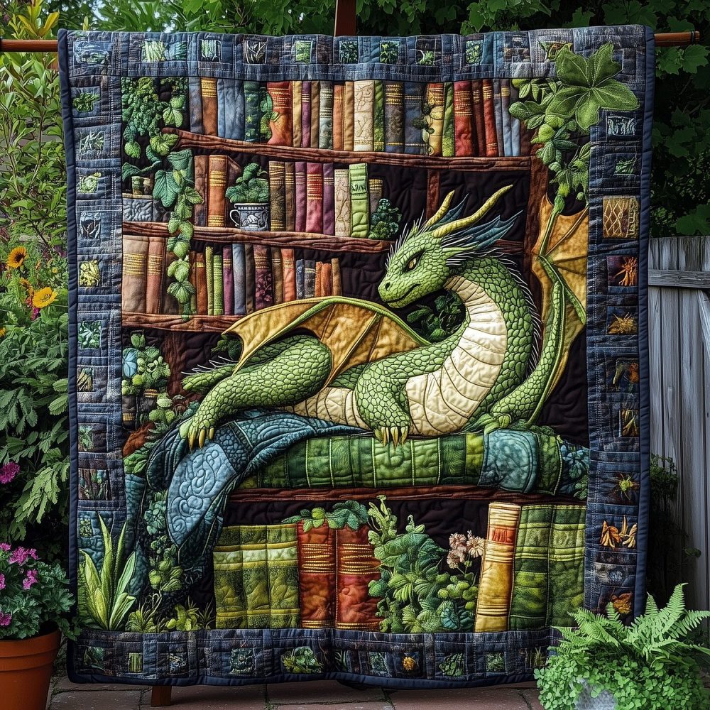 Dragon Bookish Nap Quilted Blanket