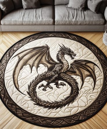 Dragon Flame Quilted Round Mat