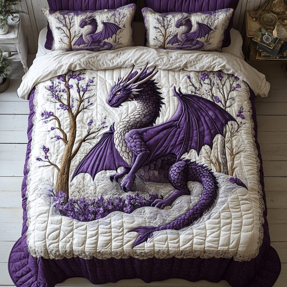 Dragon Forest 3-Piece Quilted Bedding Set
