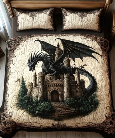 Dragon Fortress 3-Piece Quilted Bedding Set