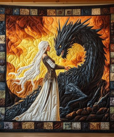 Dragon Guardian Quilted Blanket