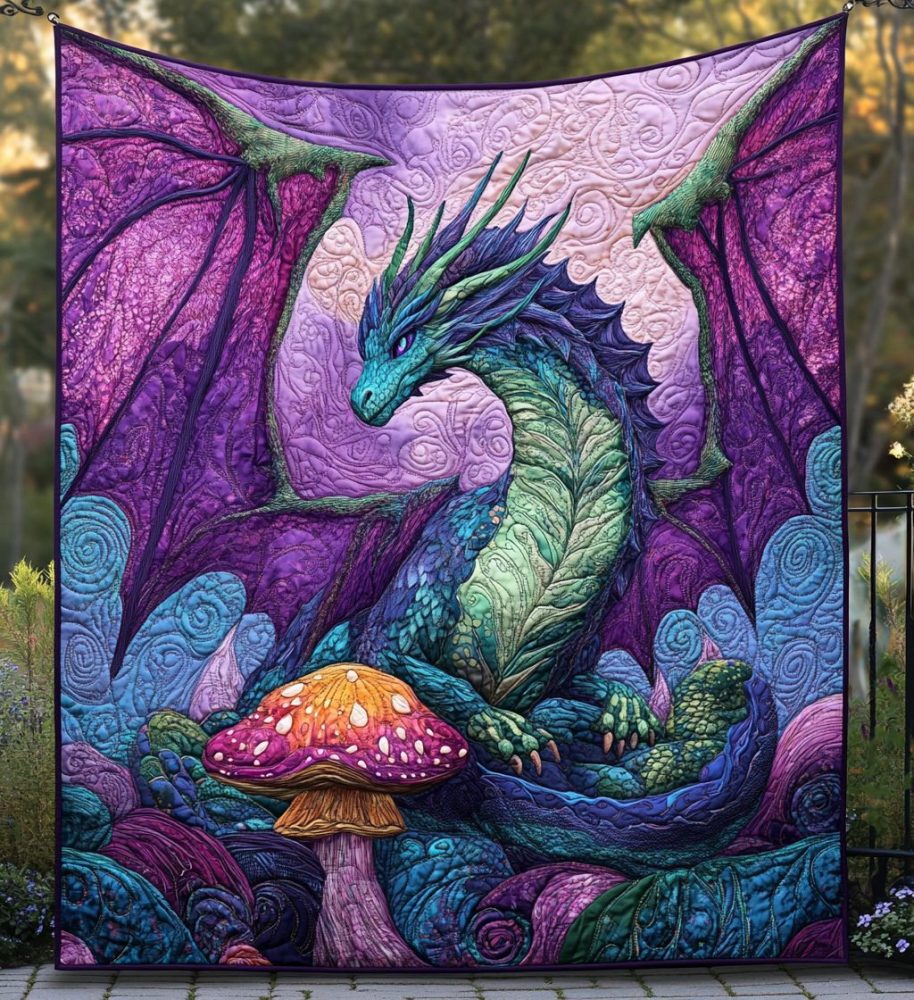 Dragon Landing Quilted Blanket