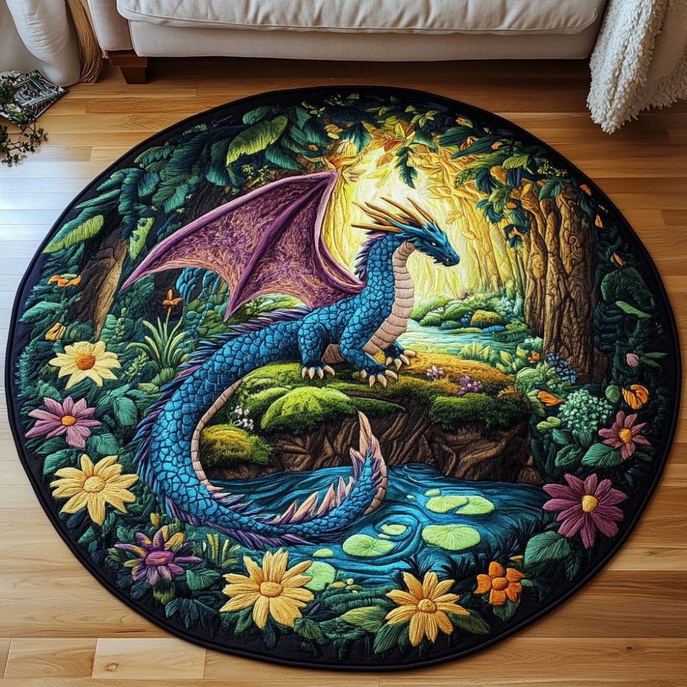 Dragon Oath Quilted Round Mat