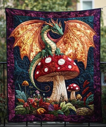 Dragon Shroom Quilted Blanket