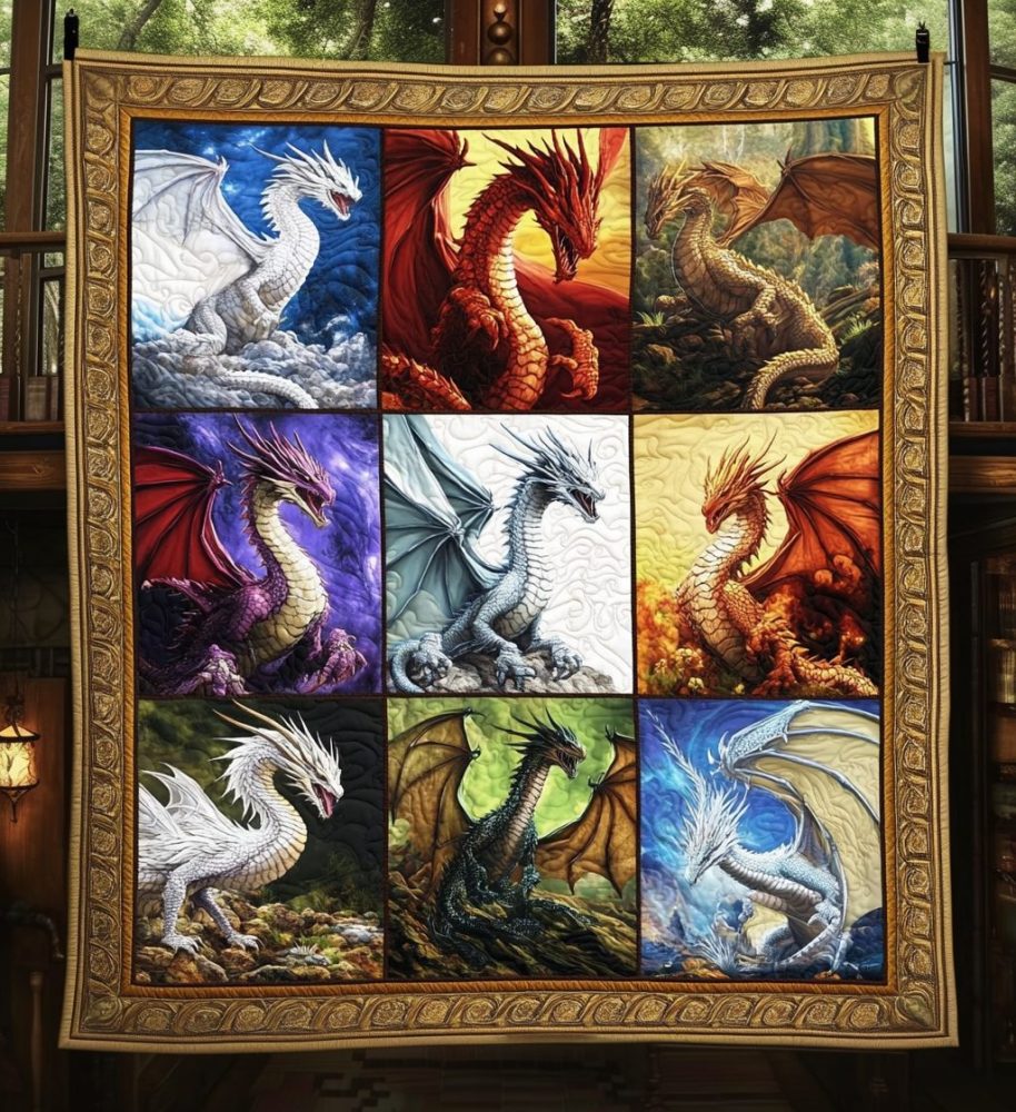 Dragon Symphony Quilted Blanket