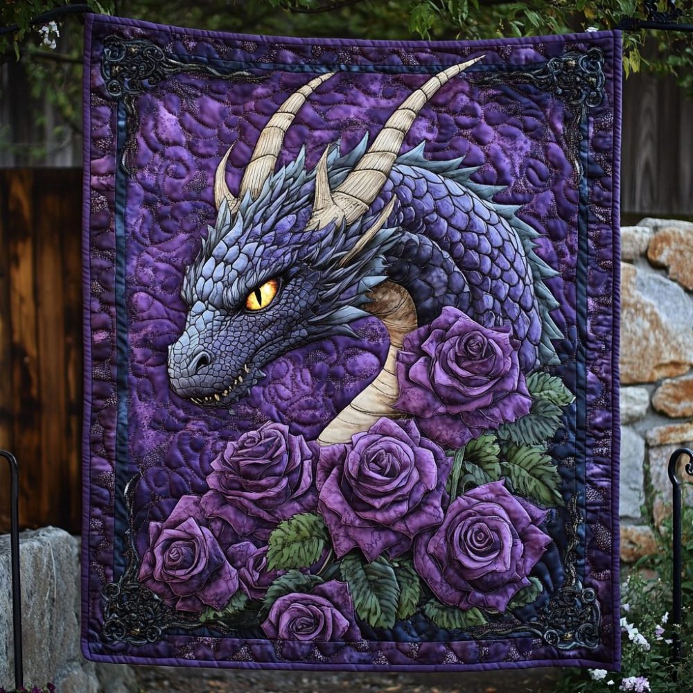 Dragon Violet Quilted Blanket