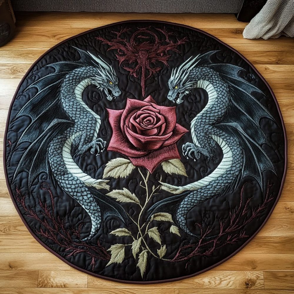 Dragon Whorl Quilted Round Mat