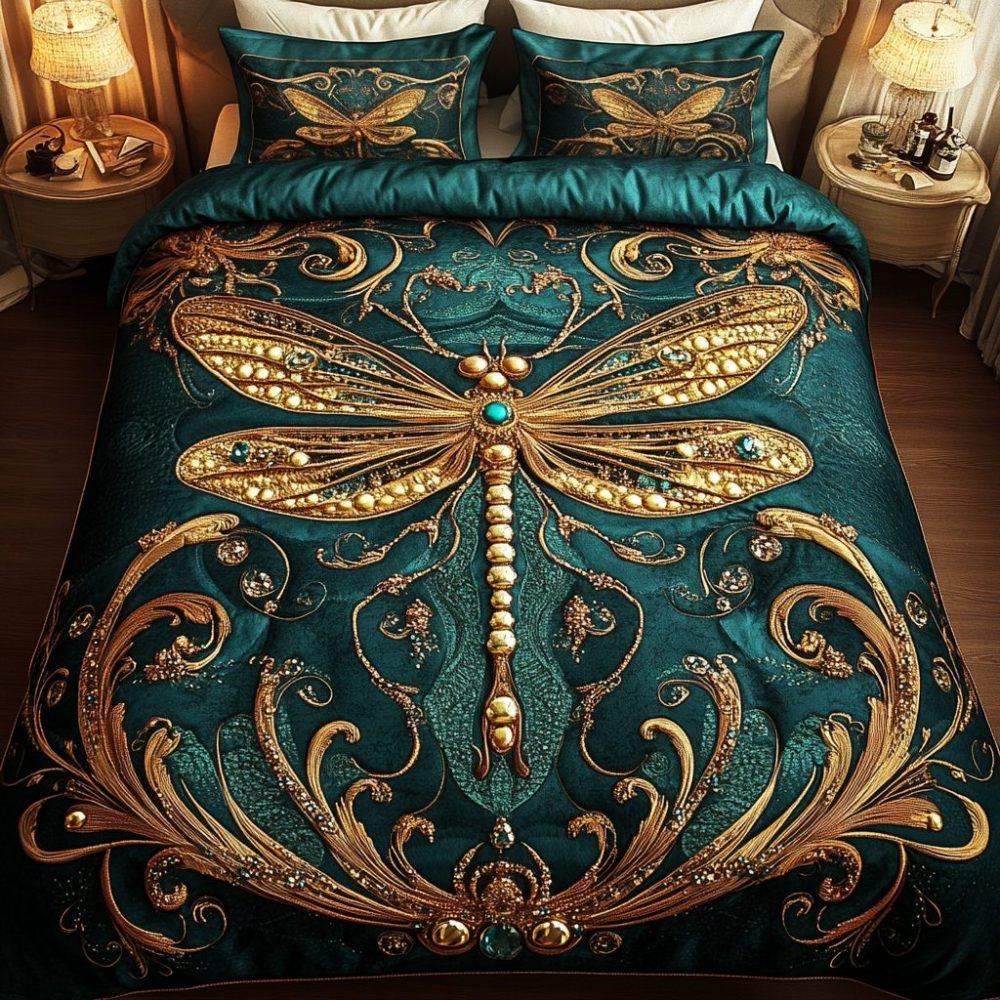 Dragonfly Dream 3-Piece Quilted Bedding Set