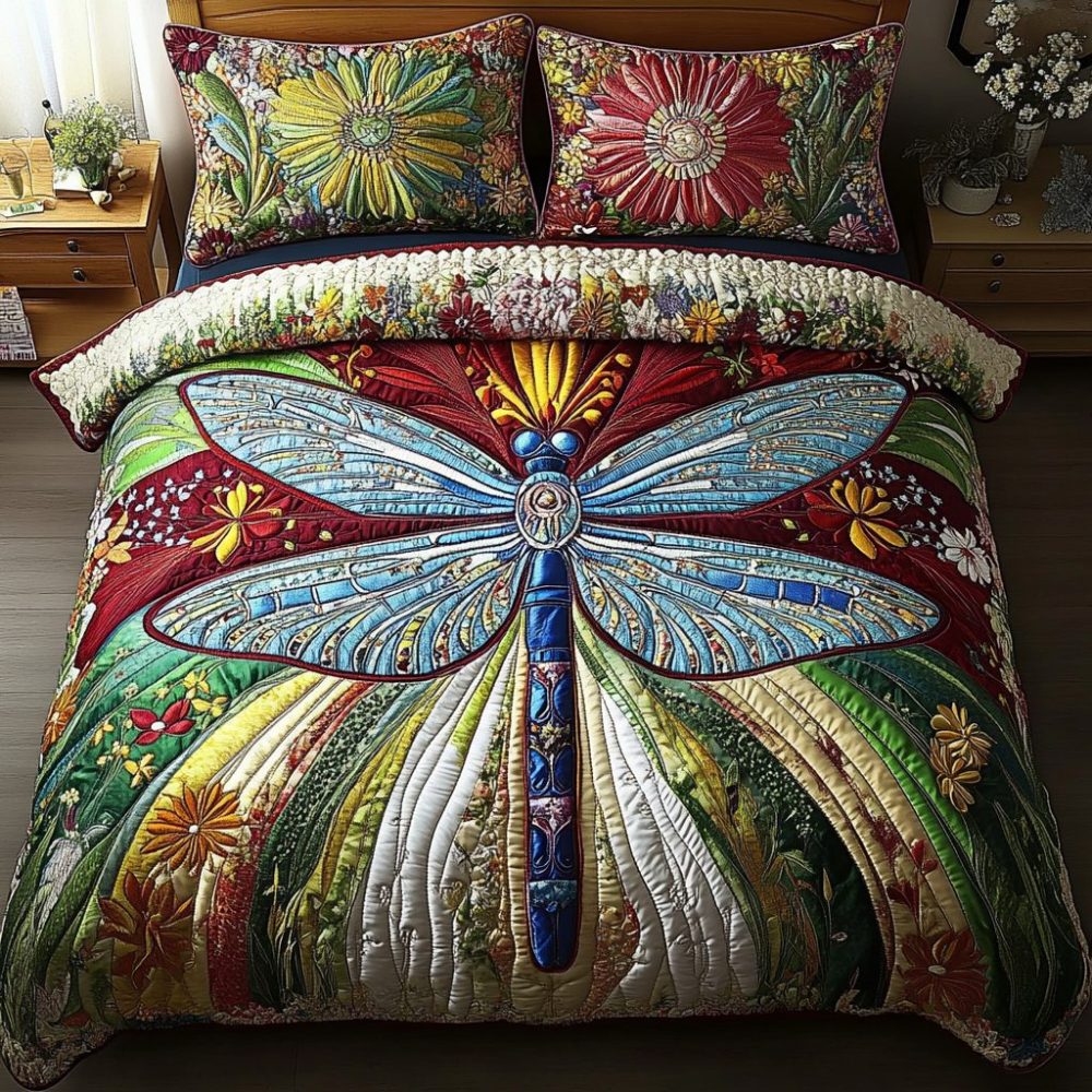Dragonfly Dreams 3-Piece Quilted Bedding Set